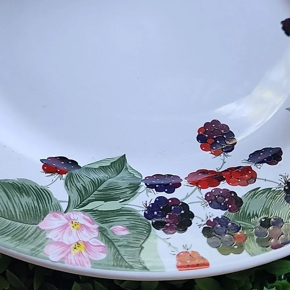 Vintage Stoneware Berries & Florals Plate Discontinued Cottage Core